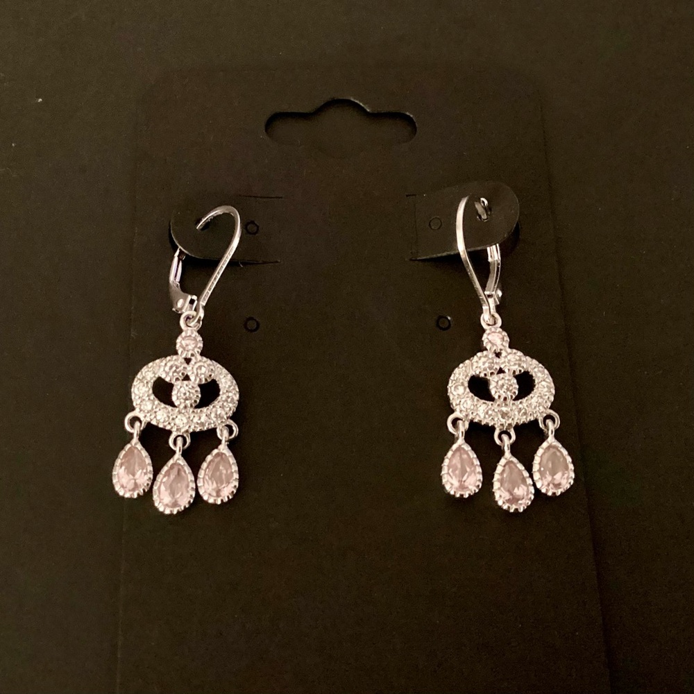 Elegant Silver and Pink Dangle Earrings